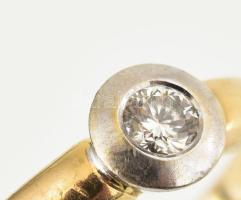 Arany (Au) 14 K gyűrű 0,1 ct gyémánttal, jelzett, méret: 56, bruttó: 3,8 g
