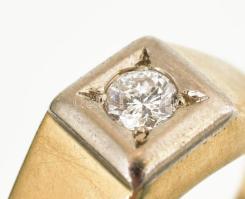 Arany (Au) 14 K gyűrű 0,2 ct gyémánttal, jelzett, méret: 57, bruttó: 3,8 g
