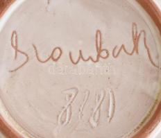 Szombathy Zsuzsa: Retró kerámia tál, jelzett, kopással, d: 19 cm