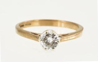 Arany (Au) 14 K gyűrű 0,25 ct gyémánttal, jelzett, méret: 51, bruttó: 1,99 g