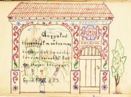 4 db emlékkönyv, vegyes állapotban, részben sérült, kijáró lapokkal