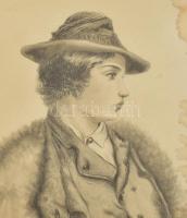 Sacher jelzéssel, XIX. sz. második fele: 5 db grafika (portrék, tanulmányok). Ceruza, papír, vegyes ...