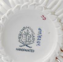 Herendi Apponyi mintás fonott tálka. Kézzel festett, jelzett, hibátlan d: 9,5 cm, m: 4 cm