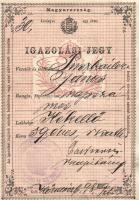 1898 Igazolási jegy 15kr illetékbélyeggel Körmöcbányán kiadva / Id card Cremnitz