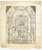 cca 1780 Mária Radna (Radna, Erdély, Románia) kegyelmes Szűzanya nagy rézmetszetű szentkép jelz : Franz G. Aug. in Ratna. Szélén kisebb sérülésekkel. Feltekerve. 31x43, 44x53 cm