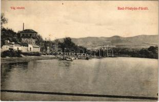 Pöstyén-fürdő, Kúpele Piestany; Vág részlet. Laufer Nándor kiadása / Váh riverside