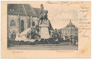 1903 Kolozsvár, Cluj; Mátyás király szobor / monument of  Matthias Corvinus (EK)