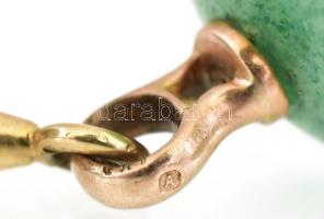 Arany (Au) 14K és ezüst (Ag) mandzsettagomb-pár jádéval, jelzett, bruttó: 9,4 g