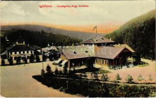 1914 Iglófüred, Bad Zipser Neudorf, Spisská Nová Ves Kupele, Novovesské Kúpele; Vendéglő és nagy fürdőház. Wlaszlovits Gusztáv kiadása / spa and restaurant