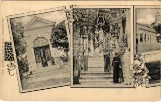 ~1900 Máriaradna, Mária-Radna, Radna (Lippa, Lipova); Kálvária, kápolna, Mária Lourdes. Csauscher és Jesztl kiadása - panorámalap egyik fele / calvary, chapel - one half of a panoramacard (fa)