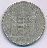 1930. 5P Ag "Horthy jobbra" T:F patina, kis ph. Adamo P8
