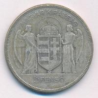 1930. 5P Ag "Horthy jobbra" T:F patina, kis ph. Adamo P8
