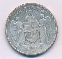 1930. 5P Ag "Horthy jobbra" T:F patina Adamo P8