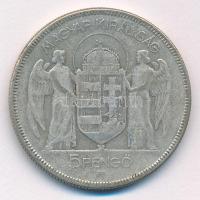 1930. 5P Ag "Horthy jobbra" T:F patina Adamo P8