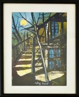 Mezős Béla (1949- ): Egyedül Akril, karton. Jelzett, üvegezett keretben a hátoldalon a művész bélyeg...