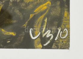 Mezős Béla (1949- ): Erdőben 1. Akril, karton. Jelzett, üvegezett keretben a hátoldalon a művész bél...