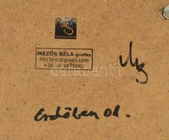 Mezős Béla (1949- ): Erdőben 2. Akril, karton. Jelzett, üvegezett keretben a hátoldalon a művész bél...