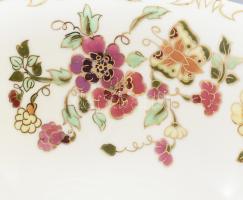 Zsolnay pillangó mintás 6 személyes kompótos készlet. Kézzel festett, jelzett, hibátlan, d: 13 cm, 2...