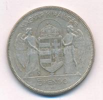 1930. 5P Ag "Horthy jobbra" T:VF patina Adamo P8