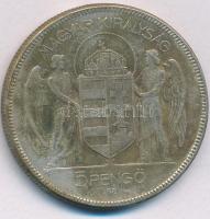 1930. 5P Ag "Horthy jobbra" T:VF patina Adamo P8