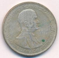 1930. 5P Ag "Horthy jobbra" T:VF patina Adamo P8