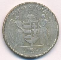 1930. 5P Ag "Horthy jobbra" T:VF patina Adamo P8