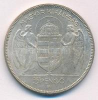 1930. 5P Ag "Horthy jobbra" hajas T:XF patina Adamo P8