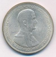 1930. 5P Ag "Horthy jobbra" hajas T:XF patina Adamo P8