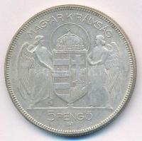1930. 5P Ag "Horthy jobbra" hajas T:XF patina Adamo P8