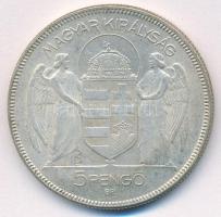 1930. 5P Ag "Horthy jobbra" hajas T:AU patina Adamo P8