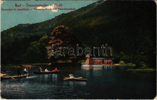 1918 Trencsénteplic-fürdő, Kúpele Trencianske Teplice; Baracskai tó uszodával / swimming pool, lake (Rb)