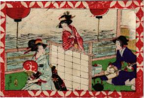 1903 Japán gésa művészlap / Japanese geisha art postcard (EK)