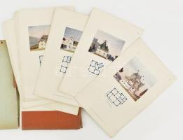 Günther, August: Villen-Entwürfe in Farbendruck. Ein Taschen-Album zur Vereinfachung der Projekt-Vorlage bei Bauinteressenten. Wien, é.n. (cca 1910), Kunstverlag Anton Schroll & Co., 2 sztl. lev. + 50 (színes képtáblák) t. (Komplett). Sérült kiadói mappában.