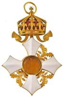 Bulgária 1908. "Polgári Érdemrend Parancsnoki Kereszt" zománcozott, aranyozott fém kitünte...