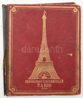 1889 Paris Exposition Universelle. A világkiállítás alkalmából kiadott litografált leporelló 24 képpel Párizs és a vásár épületeiről. Aranyozott kiadói vászonkötésben Sarkai kopottak / paris expo booklet with 24 litho images