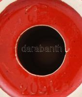 Retro német vérvörös mázas kerámia gyertyatartó, jelzéssel, hibátlan, m: 12,5 cm