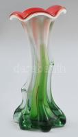 Murano többrétegű üvegvirág váza, jelzés nélkül, hibátlan, m: 19,5 cm