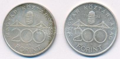 1994. 200Ft Ag "Deák" (2x) T:AU,XF patina
Adamo F13.1