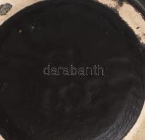 Retro német váza, vörös mázakkal festett kerámia, jelzéssel, minimális kopottsággal, m: 15 cm