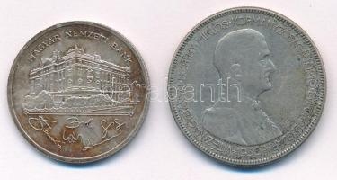 1930. 5P Ag "Horthy jobbra" + 1992. 200Ft Ag "MNB" T:VF,XF patina Adamo P8, F13