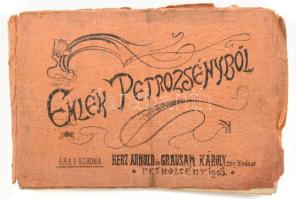 1903 Emlék Petrozsényből. Herz Arnold és Grausam Károly kiadása 18 képpel megviselt, ázott állapotban. Vasútállomás, bánya, román-magyar határ, stb / Memory from Petrosani 18 images leporello. Damaged, sot wet, parted. Railway station, border, etc 17x11 cm