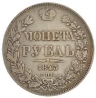 Orosz Birodalom 1843. 1R Ag "I. Miklós" Szentpétervár (20,79g) T:VF patina, ph. Russian Empire 1843. 1 Rouble Ag "Nicholas I" St. Petersburg (20,79g) C:VF patina, edge error Krause C# 168.1