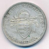 1938. 5P Ag "Szent István" T:AU ph, patina Adamo P8.1