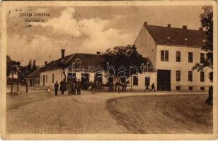 Alsólendva, Dolnja Lendava; utcakép Ivan Toplak üzletével, motorkerékpár. Ernest Balkányi kiadása / street view with shop, motorbike (fl)