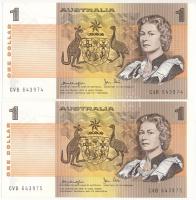 Ausztrália DN (1979-1982) 1D (2x) sorszámkövető T:UNC  Australia ND (1979-1982) 1 Dollar (2x) consecutive serials C:UNC  Krause P#42