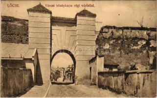 1918 Lőcse, Levoca; Városi középkapu régi várfallal. Braun Fülöp kiadása / castle gate and wall