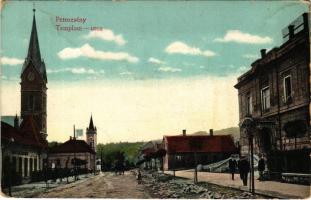 Petrozsény, Petrosany, Petrosani; Templom utca. Muntyán Tivadar kiadása / church and street (EK)