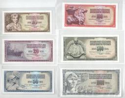 Jugoszlávia 1968. 50D + 1978. 10D + 500D + 1000D + 1981. 20D + 1986. 100D T:UNC Yugoslavia 1968. 50 Dinara + 1978. 10 Dinara + 500 Dinara + 1000 Dinara + 1981. 20 Dinara + 1986. 100 Dinara C:UNC