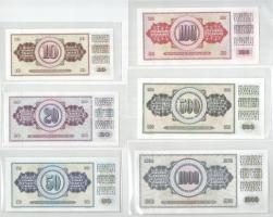 Jugoszlávia 1968. 50D + 1978. 10D + 500D + 1000D + 1981. 20D + 1986. 100D T:UNC
Yugoslavia 1968. 50...