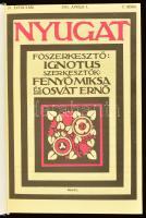 Nyugat 1911. I/B kötet (7-12. szám). Bp., 1982, Akadémiai Kiadó. Reprint. Kiadói egészvászon-kötés.